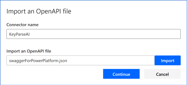 Connector Import File Dialog