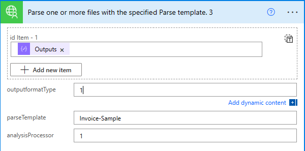 Parse Action Settings